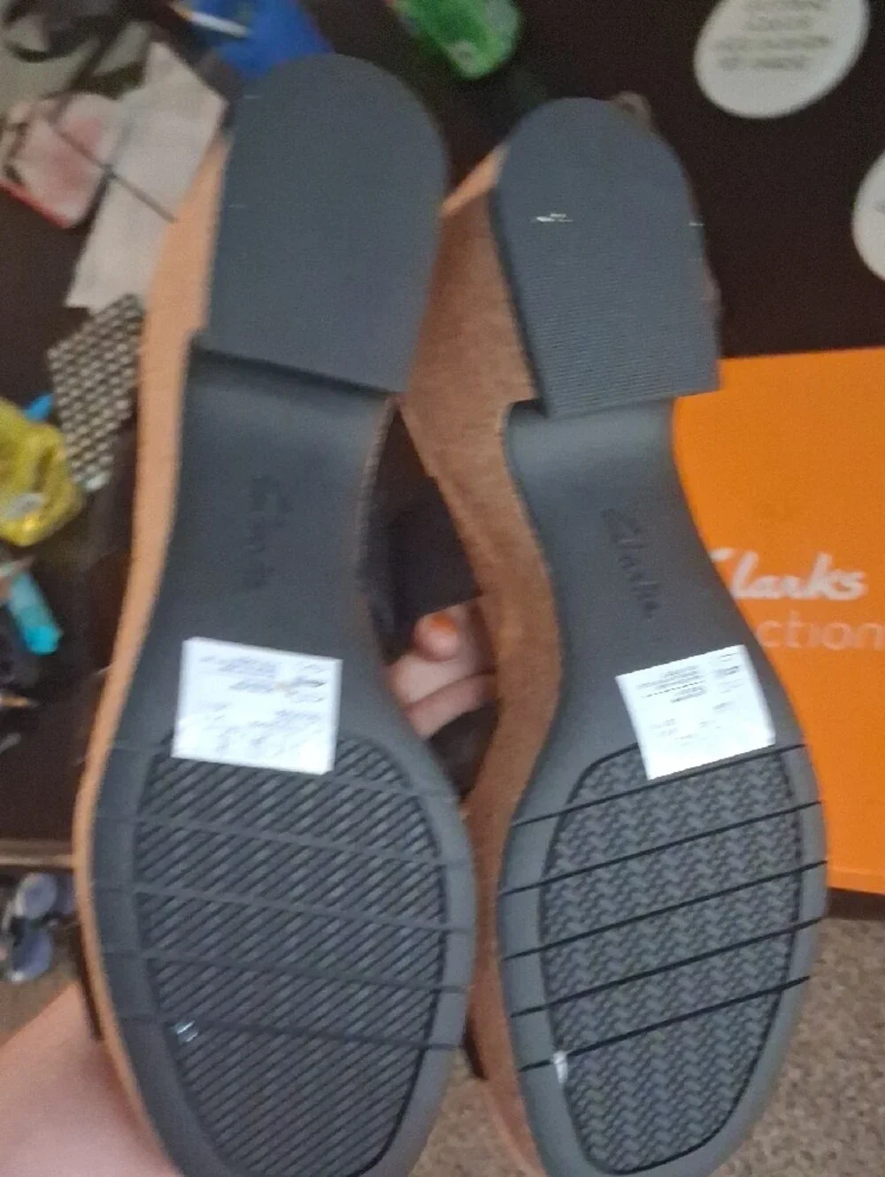 Clarks Black Crisscross Wedge Sandals NWT